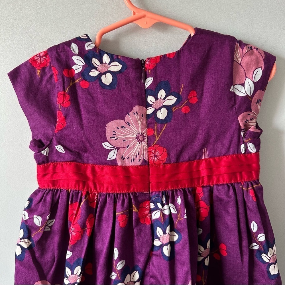 Tea Collection Destination China Dress Purple Floral Pink Birds 18-24 Months - Picture 9 of 11